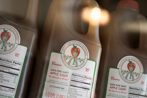 Cider is made fresh at the Apple Barn and available for purchase in the store.