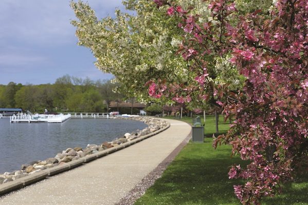 A sure sign of spring – the lilac trees in full bloom along the Shore Path adjacent to Lake Geneva’s Library Park. 