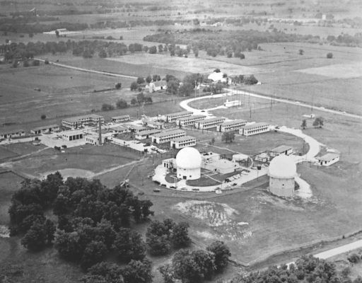An aerial photo of the 755th Aircraft Control and Warning Squadron taken in the early 1950s.