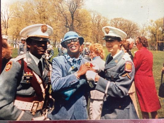  Cadet Doty Nash (left) with his mother Donna and Cadet Jonathan Ross during a Mother’s Day event in 1984. Photo courtesy of Jonathan Ross