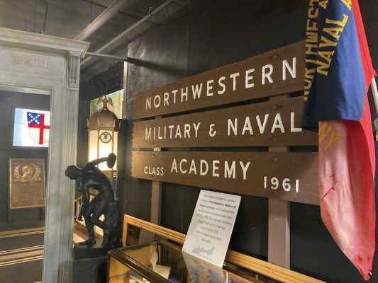 The Northwestern Military & Naval Academy exhibit at the Geneva Lake Museum features several artifacts, photographs and mementos from the former campus. Photo courtesy of Jim McClure