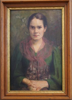 “Portrait of a Girl with a Red Scarf” by Adolph Shulz. 