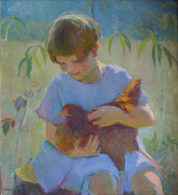 “Child and Red Pullet” by Ada Walter Shulz. 