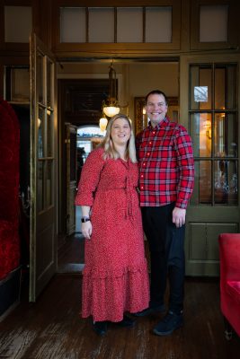 Monica and Luke Pfeifer, owners of Maxwell Mansion.  Photo by Holly Leitner.