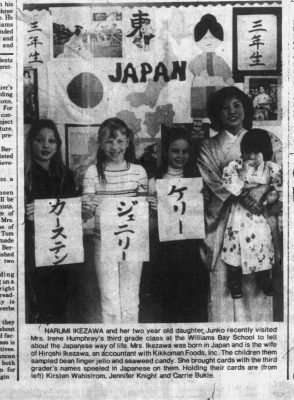 Ikezawa and her daughter, Junko, visit a third-grade classroom in Williams Bay in 1981.  COURTESY OF THE LAKE GENEVA REGIONAL NEWS VIA NEWSPAPERS.COM