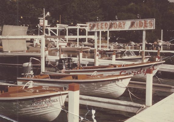 In the 1960s, Gordy’s offered speedboat rides and fishing boat and ski boat rentals.  Photo courtesy Carol and Jamie Whowell