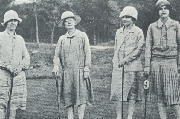 Women golfers play a round in the summer of 1926: Mrs. H.B. Megran, Mrs. C.C. Douglas, Mrs. W.H. Schulzke (wife of the golf course architect), Mrs. Mary Bell Higgins.